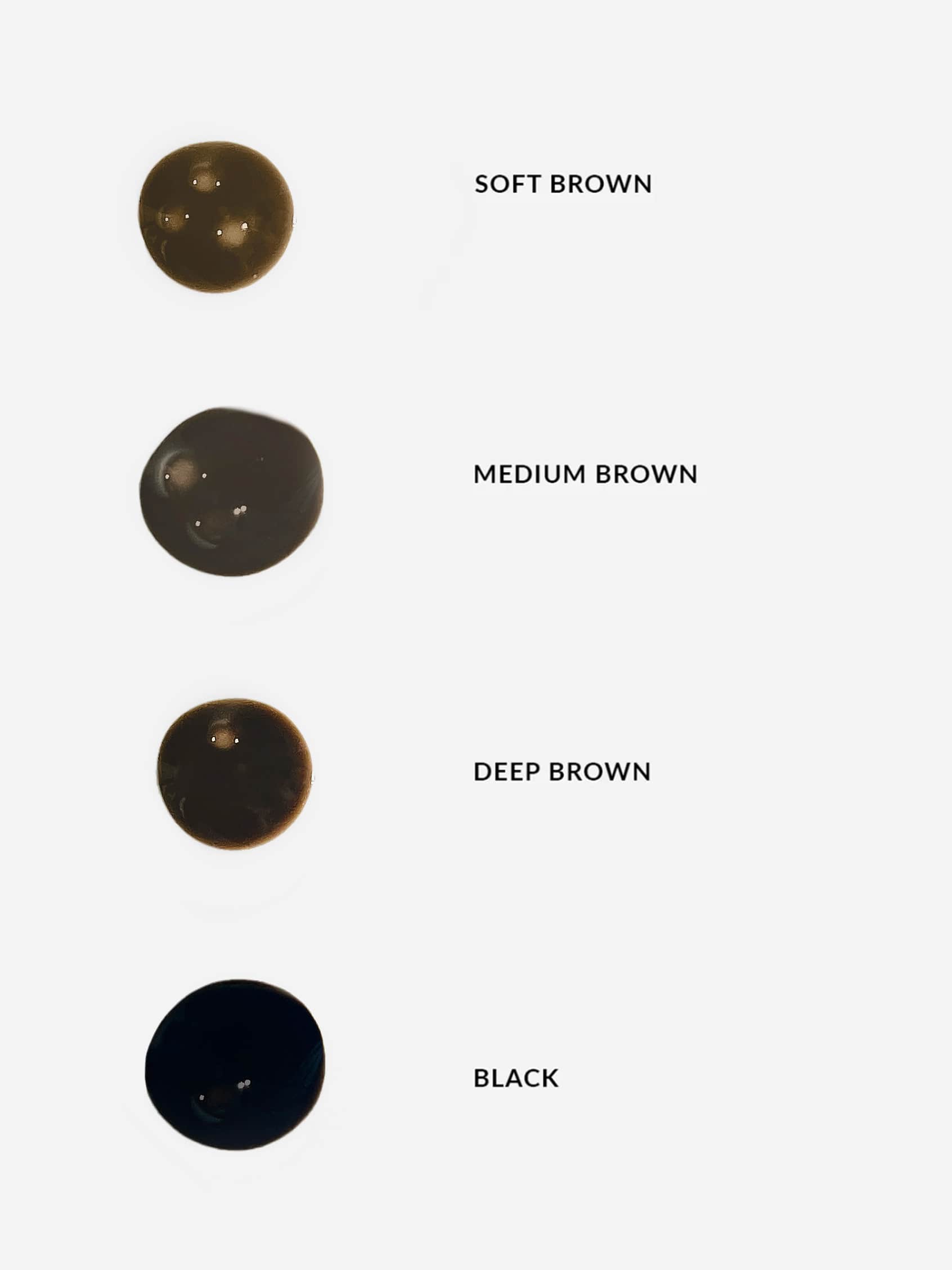 REFY BROW TINT SHADE SWATCHES. 4 SHADES TO CHOOSE FROM