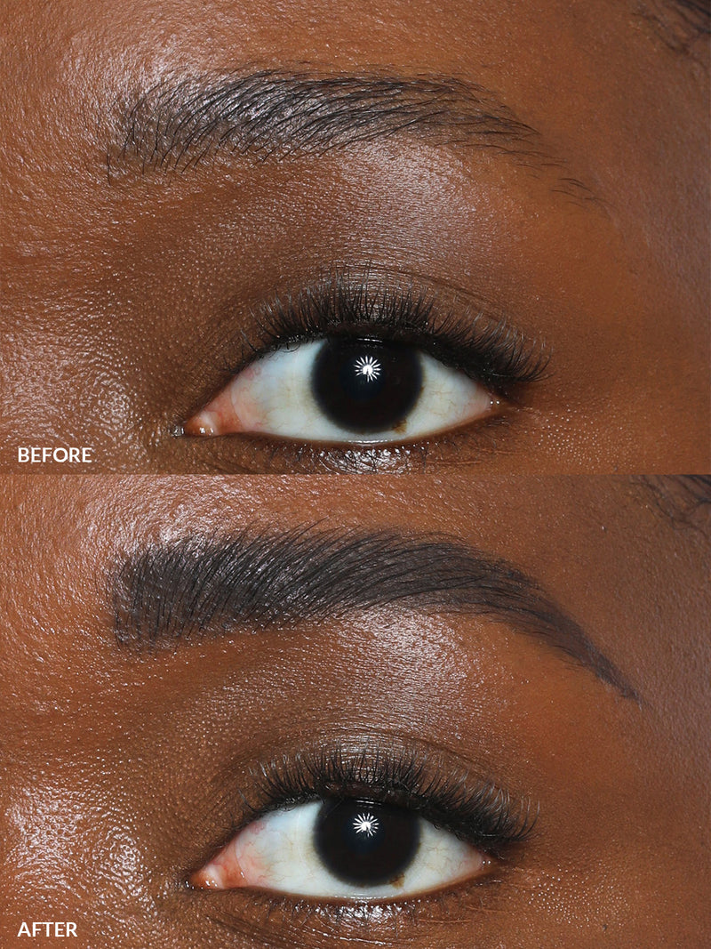 REFY BROW SET IN DARK BEFORE AND AFTER ON MODEL