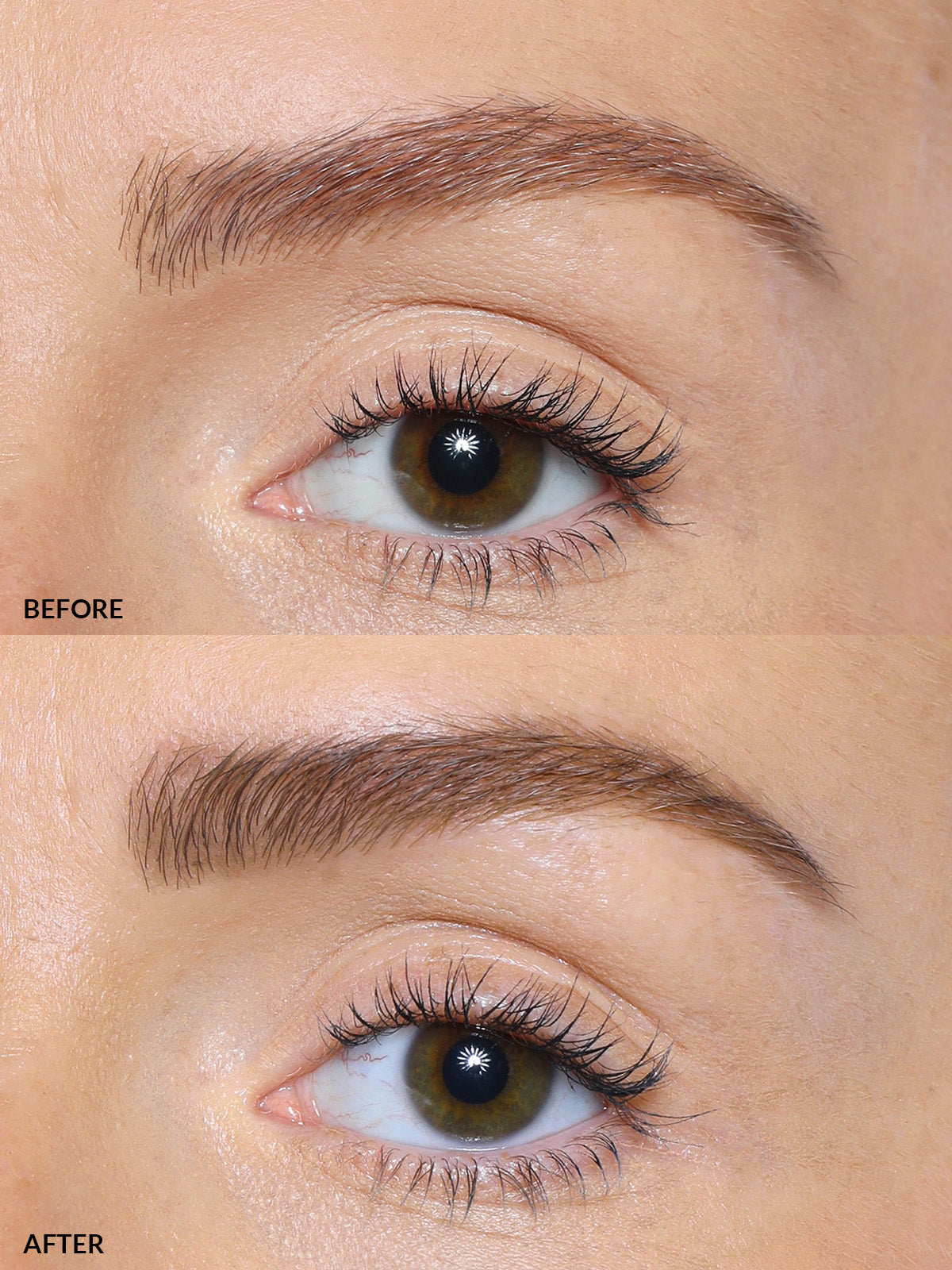 BROW POMADE IN MEDIUM BEFORE AND AFTER ON MODEL