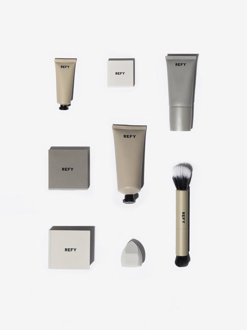 FRONT IMAGE OF REFY FACE + BODY SET. CONTAINS EVERY PRODUCT FROM THE REFY FACE, GLOW AND SKIN FINISH SETS