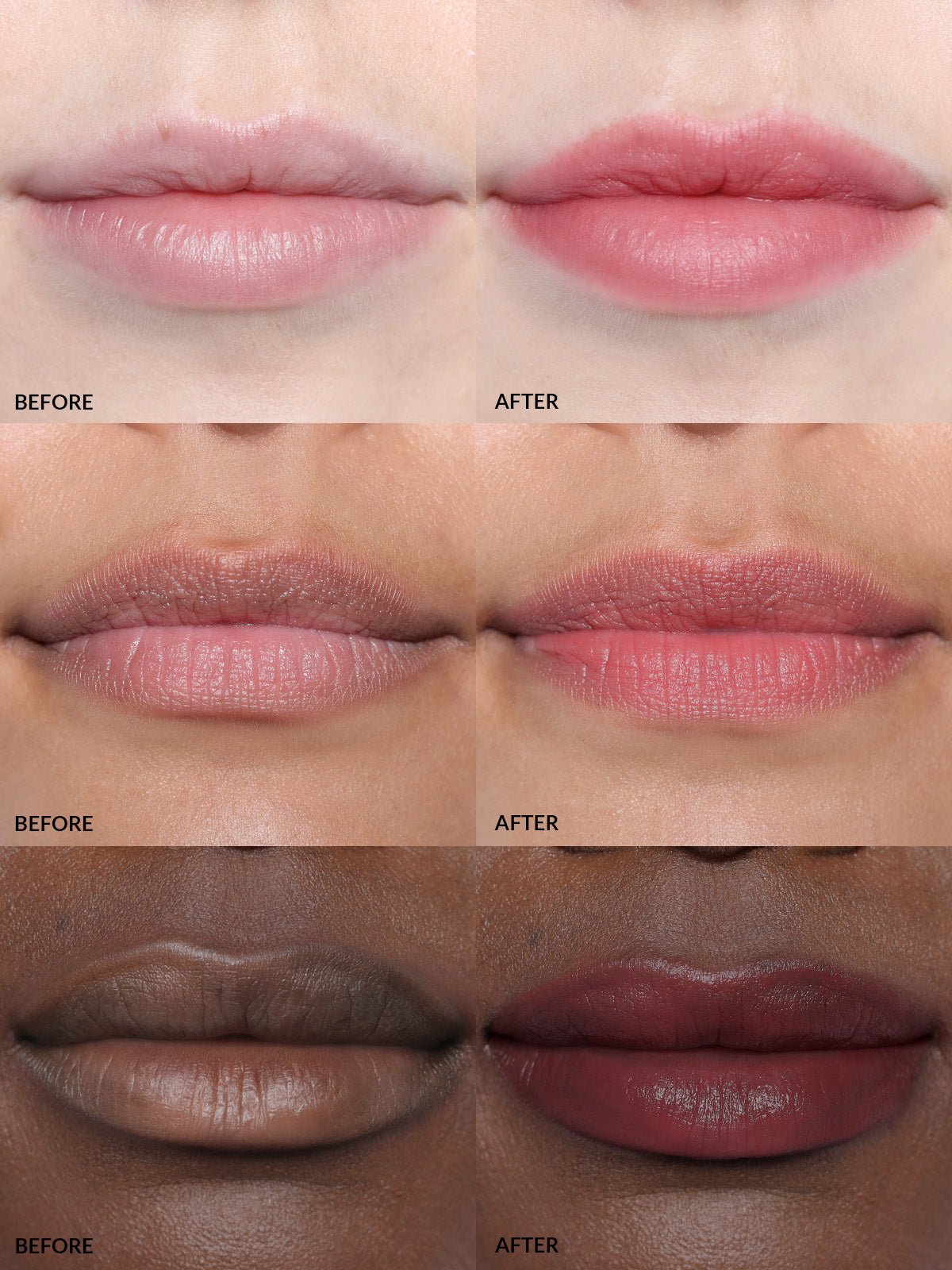 REFY LIP BLUSH IN SHADE ORCHID ON DIFFERENT SKIN TONES