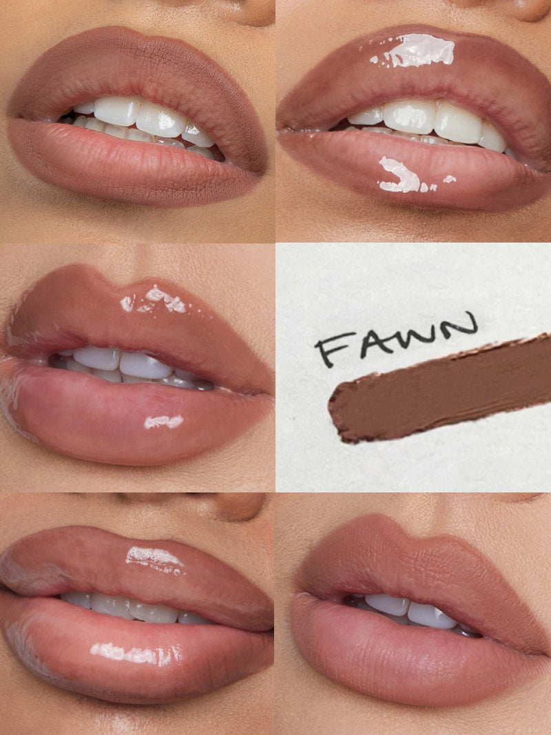 LIP SCULPT IN SHADE FAWN ON DIFFERENT SKIN TONES